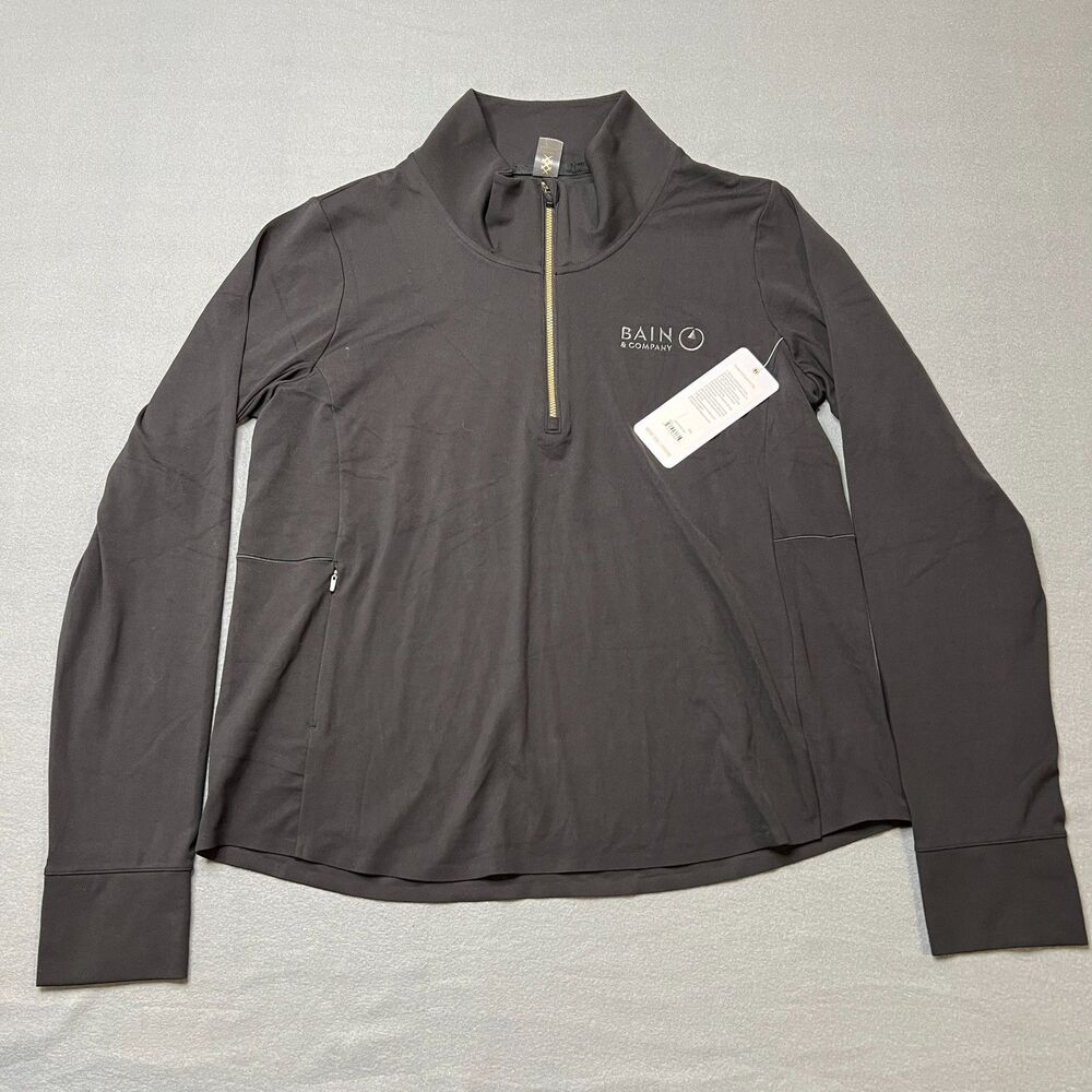 Rhone Course to Court Top Women's 2XL Black Bain & Company Logo 1/4 Zip Pullover